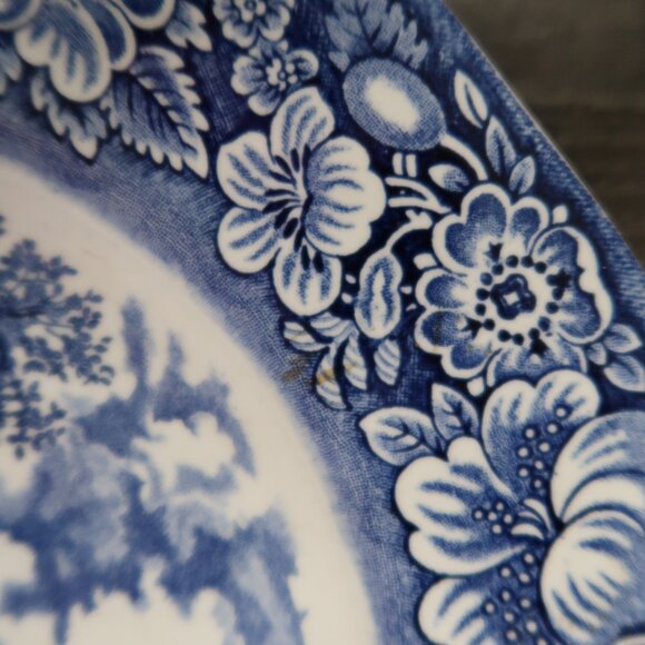 Staffordshire England Liberty Blue Ironstone Colonial Scene Blue & White Plate - Picture 3 of 7